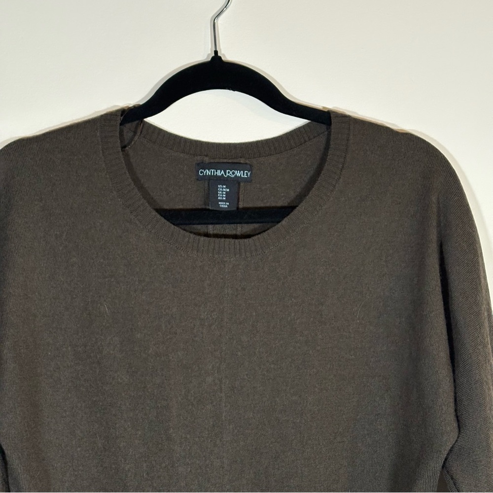 Cynthia Rowley Merino Wool Sweater Tunic in Dark Moss Green Size L - Picture 2 of 10
